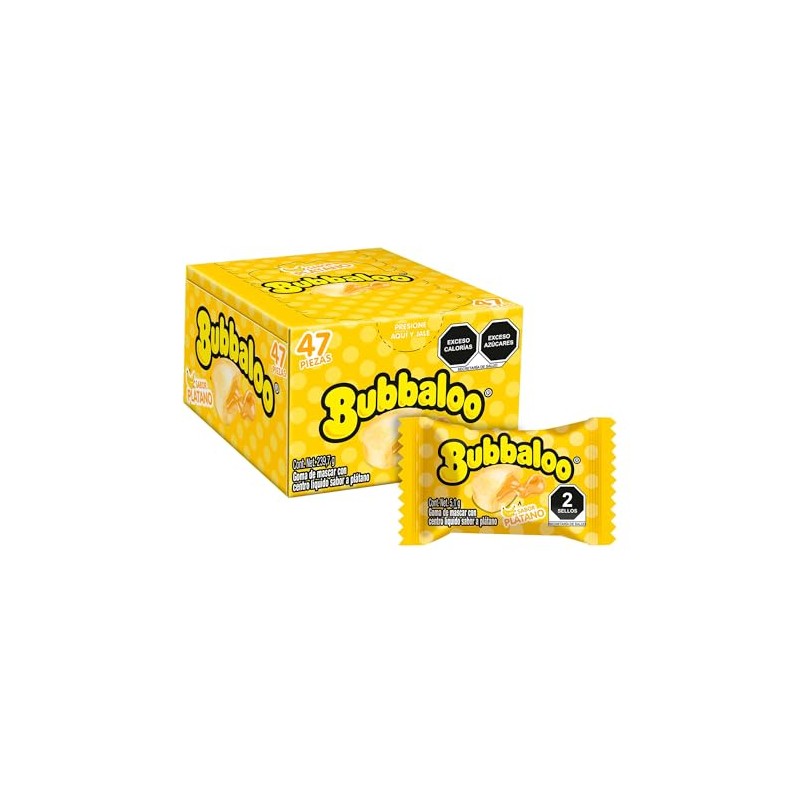 Bubbaloo Adams- goma de mascar 47 pz- sabores varios (Platano,