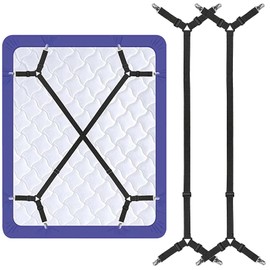 Bed Sheet Fasteners, 2Pcs Elastic Crisscross Fitted Bed Sheet Straps Grippers, Adjustable Suspenders Bed Sheet Holder Strap for Mattress Sofa Cushion Covers