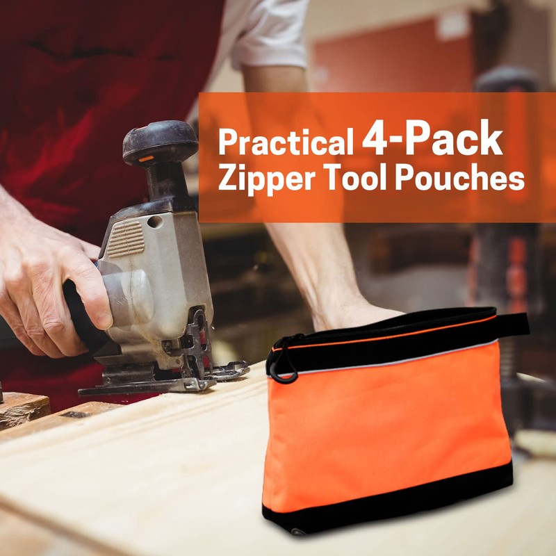 WISEPRO 4 Pack Zipper Tool Pouch, Heavy Duty Small Tool