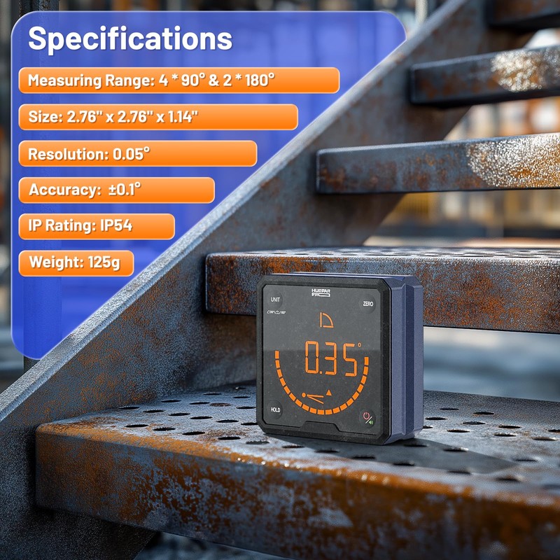Huepar Pro Digital Angle Finder Level with V-Groove Magnetic Base