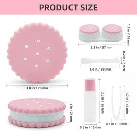 UpaClaire Contact Lens Case Travel Pack Portable Contacts Case Round Biscuit Organizer with Tweezers Removal Tool (Pink)