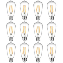 Ascher 12-Pack Vintage LED Edison Light Bulb 60W Equivalent, Decorative Antique Filament Light Bulbs with 80+ CRI, Warm White 2700K, 700 Lumens, E26 Base, Non-Dimmable