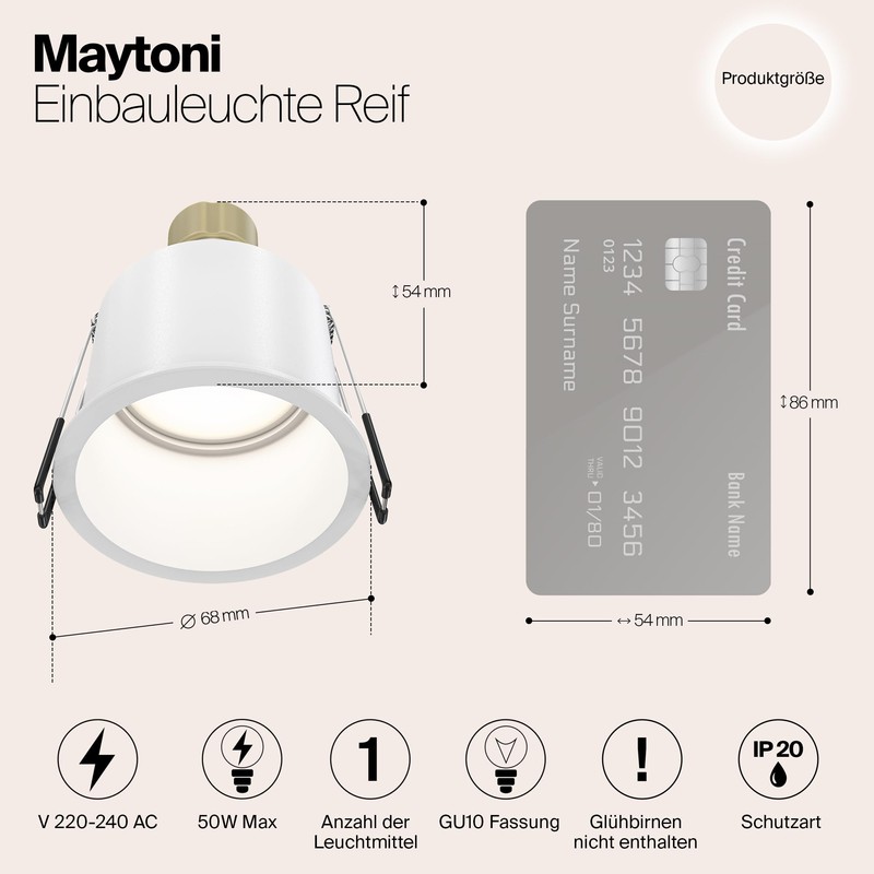 MAYTONI REIF Recessed Spotlight - Downlight GU10 - Flat Aluminium