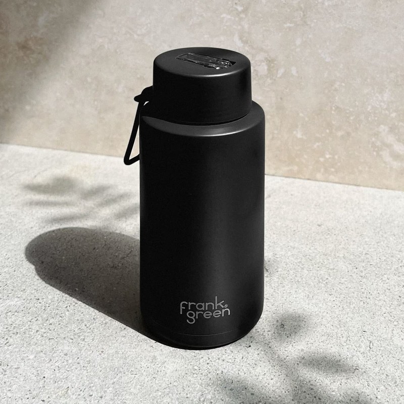 frank green Ceramic Reusable Bottle with Straw Lid, 34oz/1L Capacity