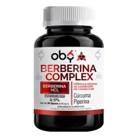 Berberina Hcl 97 1000mg Potenciada Con Piperina Y Curcuma  Glucontrol  Oby Berberine Complex 60 capsulas  Vitaminas Mujer Y Hombre                    