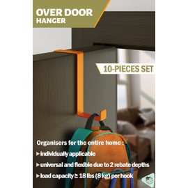 Menz Over Door Hanger – 10 pcs. Multicoloured - Door Hooks 3.6 cm (1.4") + 4.1 cm (1.6") - Over Door Hook for Hanging Clothes, Coat Hooks for Door