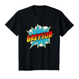 Kids Boys Greyson Comic Book Superhero Name T-Shirt