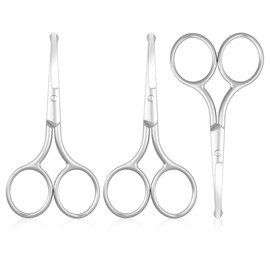 3 Pcs Nose Hair Scissors Rounded Tip Scissors Multi-purpose Safety Tip Clippers Facial Hair Trimming Stainless Steel Blunt Tips Trimmer for Hairs Eyelashes Nose Eyebrow Trimming Mustache
