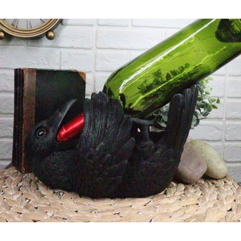Ebros Macabre Potion Raven Crow Mystical Wine Bottle Holder Figurine