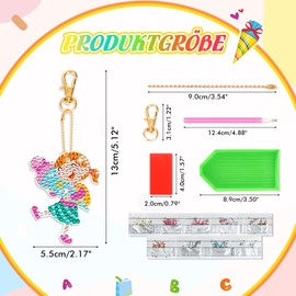 DPKOW School Gifts Girls School Cone Filling, DIY Diamond Painting Keyring First Day School Child Gifts Girls Lucky Charm First Day School Ideas School Cone Filling, with Card