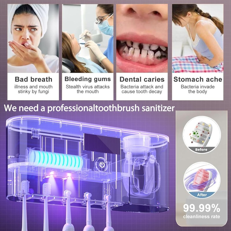 Toothbrush Holders for Bathrooms, Toothbrush Holder Wall Mounted with Toothpaste