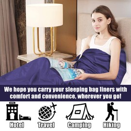 Plliocse Sleeping Bag Liner Travel Sheet Sleeping Bag, Double Size 160 x 210 cm Sleeping Bag Liners with Pillow Pockets for Adults, Travel, Hotels, Business Trip, Camping (Purple, 75cm x 210 cm)