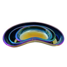 Multi Rainbow Color (6" + 8" + 10") Kidney Tray Stainless Steel, Kidney Shaped Emesis Basin, Dental Lab Instruments Surgical Trays, Reusable Metal Kidney Dish,for Soiled Dressings, Medic Waster