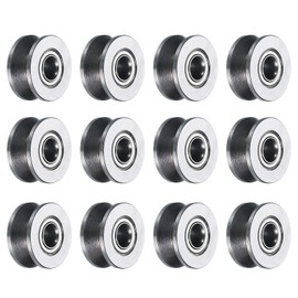 sourcing map 12pcs V624ZZ V Groove Guide Pulley Bearing 4x13x6mm Carbon Steel Rail Ball Bearings Wheel, ABEC3