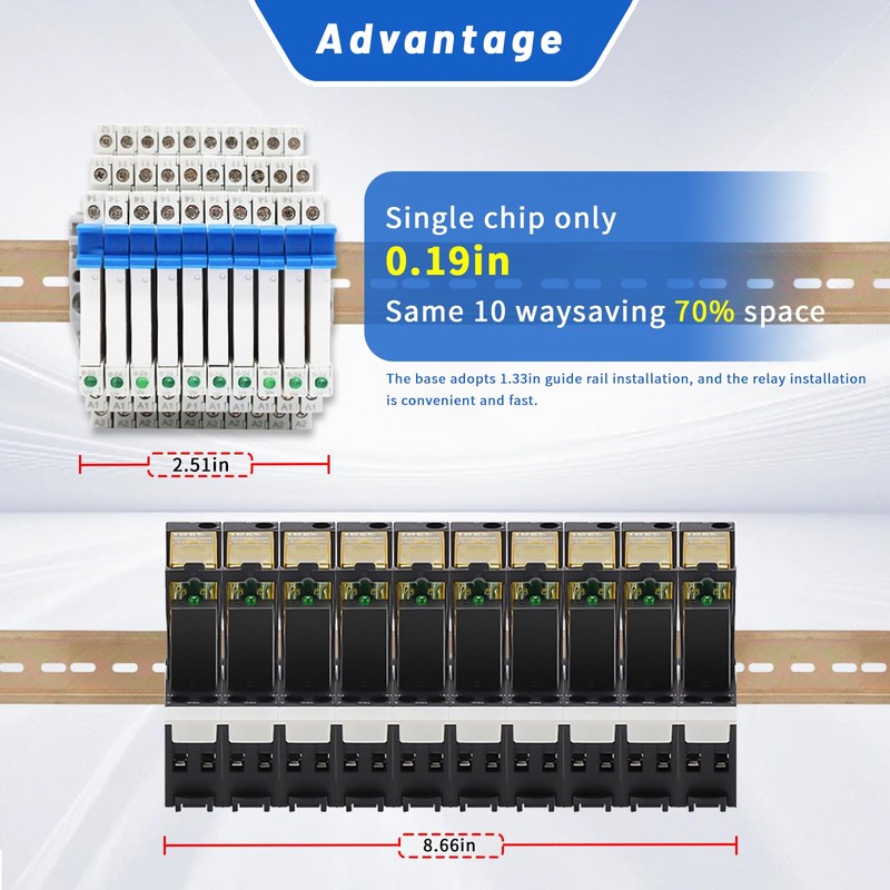 (10Pcs)12V Relay Din Rail;Silm;DC 12V;HF41F/12-ZS 5 Pin 1NO 1NC 6A