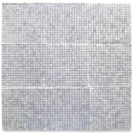 Stone Center Online Carrara White Italian Carrera Marble Square Mosaic Tile 5/8"x5/8" Honed Venato Bianco Backsplash Floor