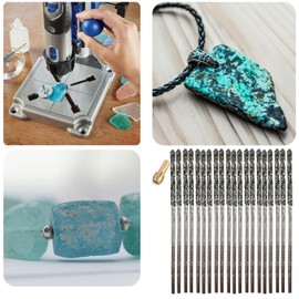 Drilax 1mm Diamond Drill Bit Set (20-Pcs) with Collet | Compatible with Dremel Rotary Tools | for Jewelry Making, Glass, Stone, Seashells & Gemstones