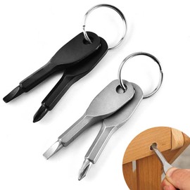 Mini Screwdriver (Set of 2) Phillips Screwdriver, Mini Screwdriver with Key Ring, Multi-functional Tool Set, Easy to Use, Portable and Suitable for Outdoor Use