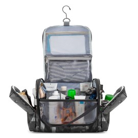 Prokva Hanging Toiletry Bag for Men, Tactical Dopp Kit Toiletry Travel Bag, Large Hygiene Organizer Shower Bag for Camping Outdoor, Black Digital