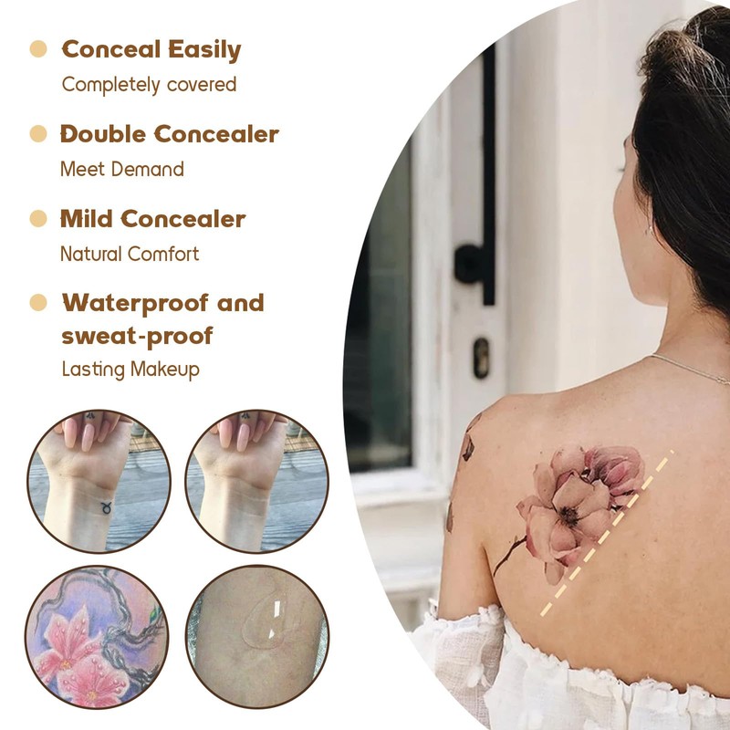 Tattoo Concealer for Body, Waterproof Long Lasting Body Concealer Primer