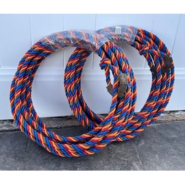 39ft Poly Nylon Blue and Orange Western Rodeo Rope, Charro Saddle SOGA Reata para Florear, Cowboy Lasso