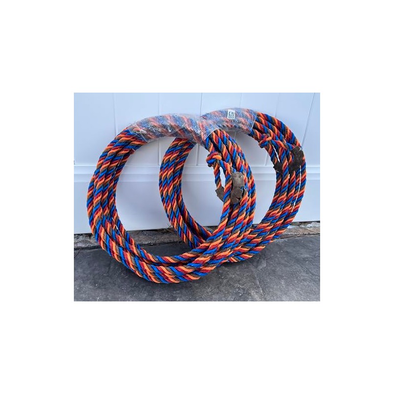 39ft Poly Nylon Blue and Orange Western Rodeo Rope, Charro