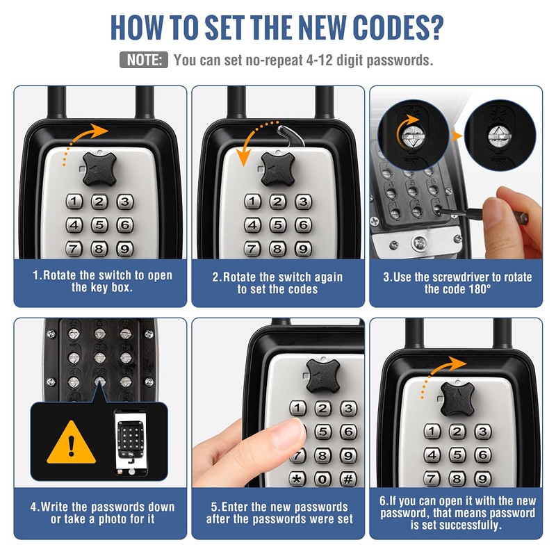 HUANLANG Key Lock Box for Outside, 12-Digit Combination Lock Box