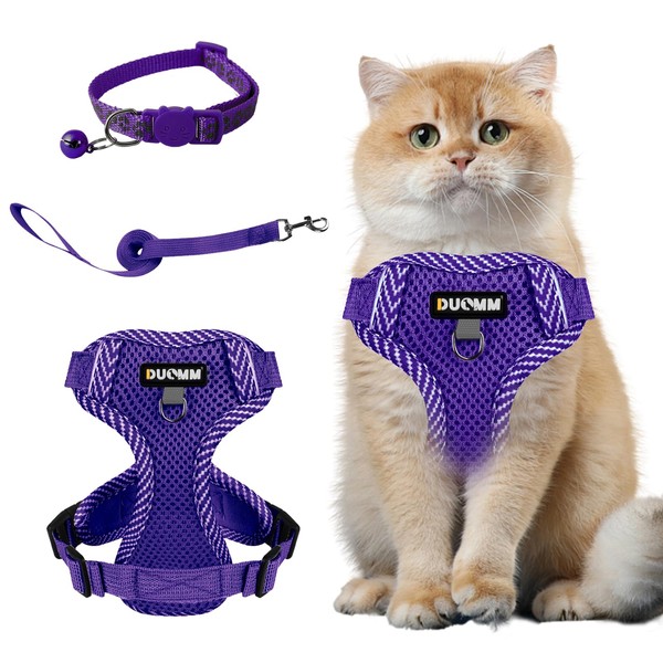 Muecleao Cat Harness and Lead Set, Adjustable Kitten Harness and