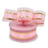 Metallic Edged Satin Center Ribbon -1-1/2" X 25Yd- Pink/Gold