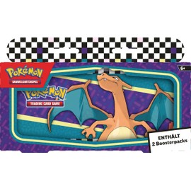Pokémon-Sammelkartenspiel: Stifteetui für den Schulanfang – Glurak (1 Tin-Box & 2 Boosterpacks)