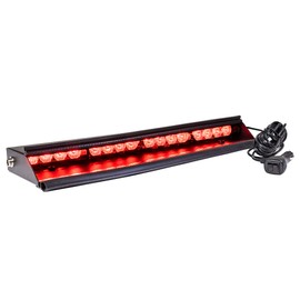 LAMPHUS SolarBlast 18" 16-Watt LED Emergency Visor Light - Driver Side [Universal Fit] [48 Flash Patterns] [12.5 ft Cord] [Plug-and-Play] Interior Dash/Windshield LED Strobe Light Bar - Red