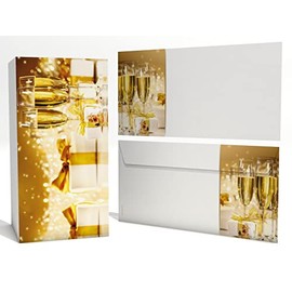 Sektgläser Weihnachtskarten, tolles Set 50 Karten und 50 Umschlägen, problemlos bedruckbar mit allen Druckern, 240g-Karton DIN LANG-Format mit passenden postgeprüftenUmschlŠgen