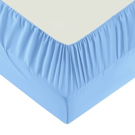 Moonlight Bedding King Size Fitted Sheets - 25cm Deep King Light Blue Fitted Bed Sheets - Soft Brushed Fabric Shrinkage, Wrinkle free And Fade Resistant Easy Care Bed Sheet (152 x 200 Cm)