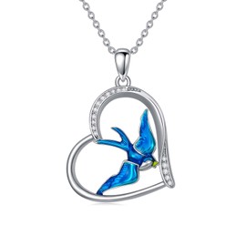 RMREWY Animal Necklace for Women 925 Sterling Silver Dainty Cute Animal Charm Jewelry Delicate Pendant Necklace Birthday Graduation For Women Girlfriend Mom (Swallow)
