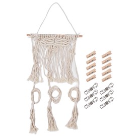 Boho Hat Wall Hanging Rack Cotton Rope Woven Bohemian Caps Holder for Home Office StudioType B