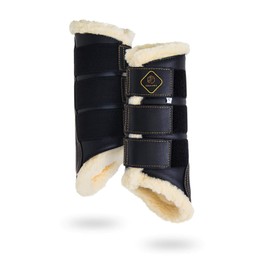 Kavallerie Dressage Horses Boots: Fleece-Lined Faux Leather Woof Brushing Boots for Training, Jumping, Riding, Eventing - Quick Wear for Breathable, Lightweight & Impact-Absorbing Wrap