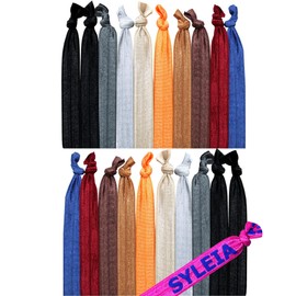 Syleia 20 Hair Ties - Down to Earth - Plus One Bonus Hair Tie - Elastic Ponytail Holders No Crease Hand Knotted Fold Over Assorted 20 Pack