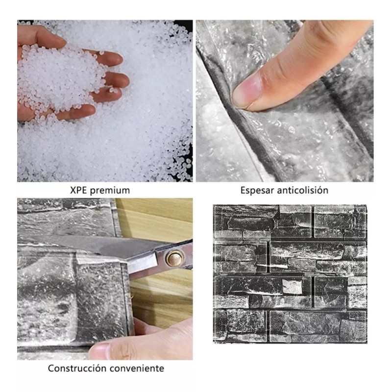 LH_Decor 15 Papel Tapiz Ladrillo 3d Panel Pared Azulejo Autoadherible