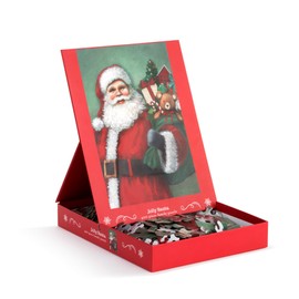 DEMDACO Jolly Santa Rosy Red 400 Piece 24 x 18 Paperboard Holiday Family Jigsaw Puzzle