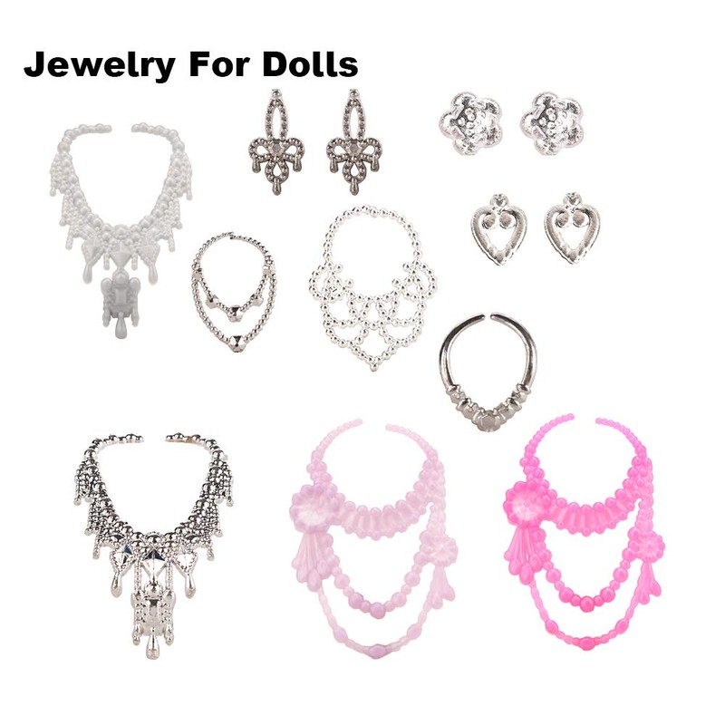 BARWA 40 PCS Doll Accessory Bags Crown Necklace Comb for
