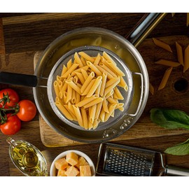 Kafoor 10" Large Fine Mesh Strainer with Thermo Plastic Rubber Handle - Sieve Fine Mesh Stainless Steel - Ideal to Strain Pasta, Quinoa and Rice (10" Black)