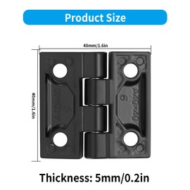 8 Pcs Black Hinges, 40mm/1.7 Inch Black Door Hinges for Wood, Small Hinges for Furniture Cabinet Closet Cupboards Door Wooden Box Garden Gate Hardware Hinges