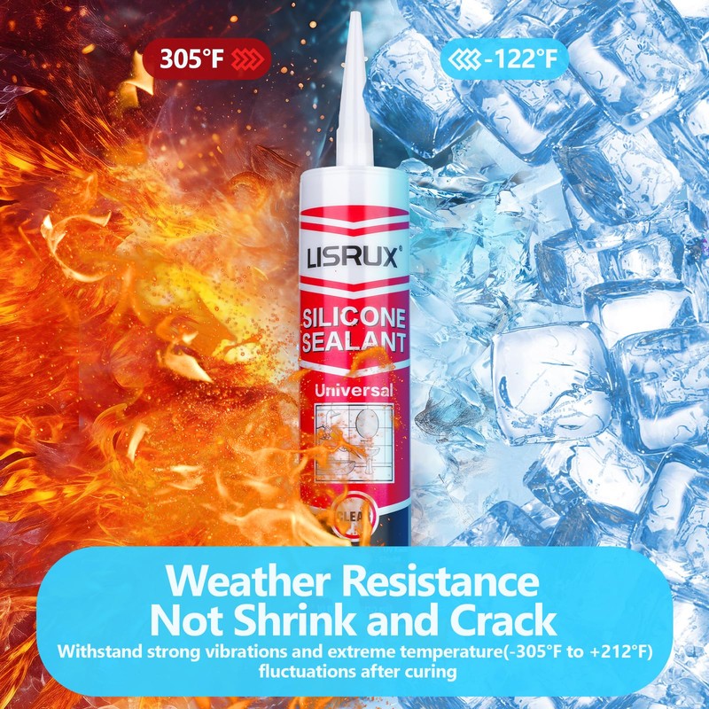 Clear Advanced Silicone Caulk & Sealant, 10Oz Cartridge, 100% Waterproof