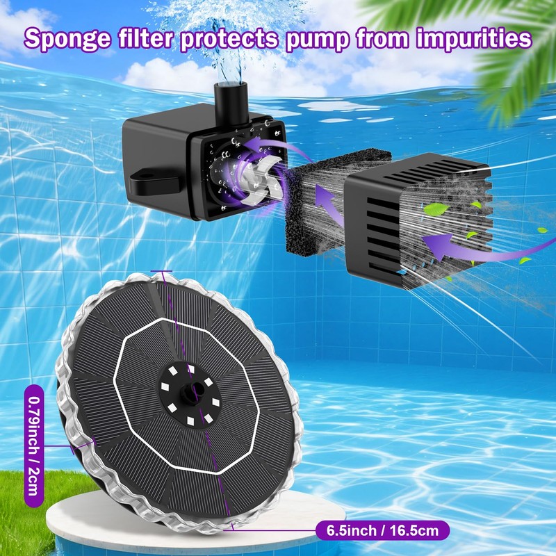 SZMP 3.5W Solar Fountain for Bird Bath with 2000mAh Battery