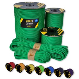 EdcX Paracord 4mm, 35+ Solid Colors (10m, 15m, 30m, 50m, 100m, 300m) | Ideal for Crafting, DIY, Camping, Survival, Outdoor | 100% Nylon Rope 4mm | Tactical Cord 550 Type III (Green, 30 m)