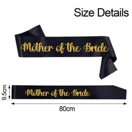Shining She Hen Party Accessories Sashes, 1 PC Black Mother of The Bride Sashe for Hen Party Wedding Bridal Shower Party Decorations