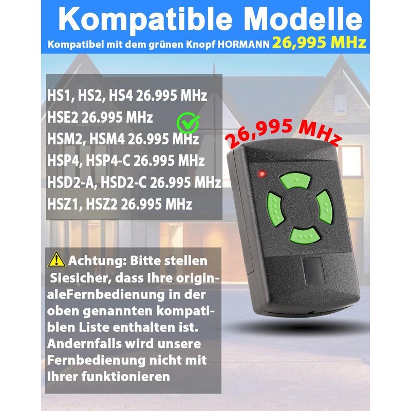 Selridasia 2 x 26.995 MHz garage door remote control for