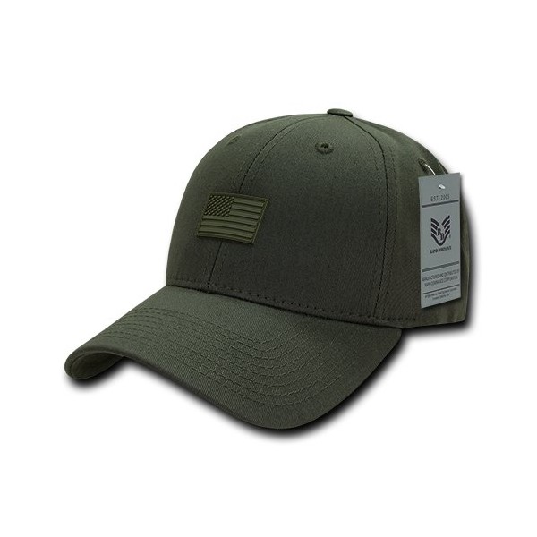 Rapiddominance Unisex-Adult Structured Rubber Flag Cap, USA, black, Olive, One Size