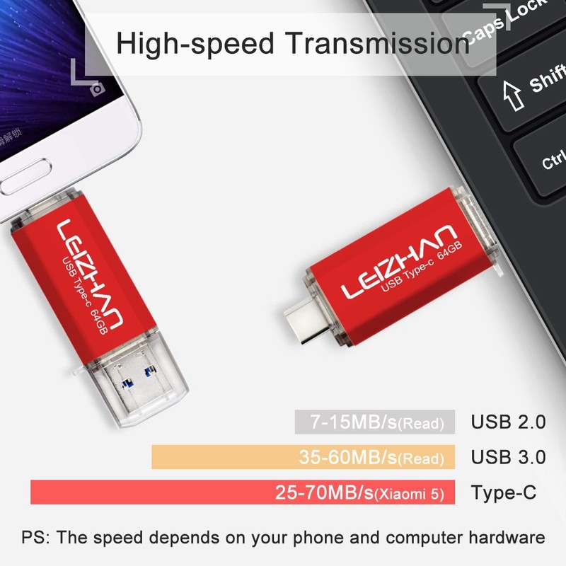 leizhan 64GB USB Stick Type C Memory Stick OTG Speicherstick