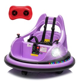 12V ride on bumper car for kids,electric car for kids,1.5-5 Years Old,W/Remote Control, LED Lights, Bluetooth & 360 Degree Spin, Vehicle body with anti-collision padding Five-point Safety Belt,2wd - Color: purple